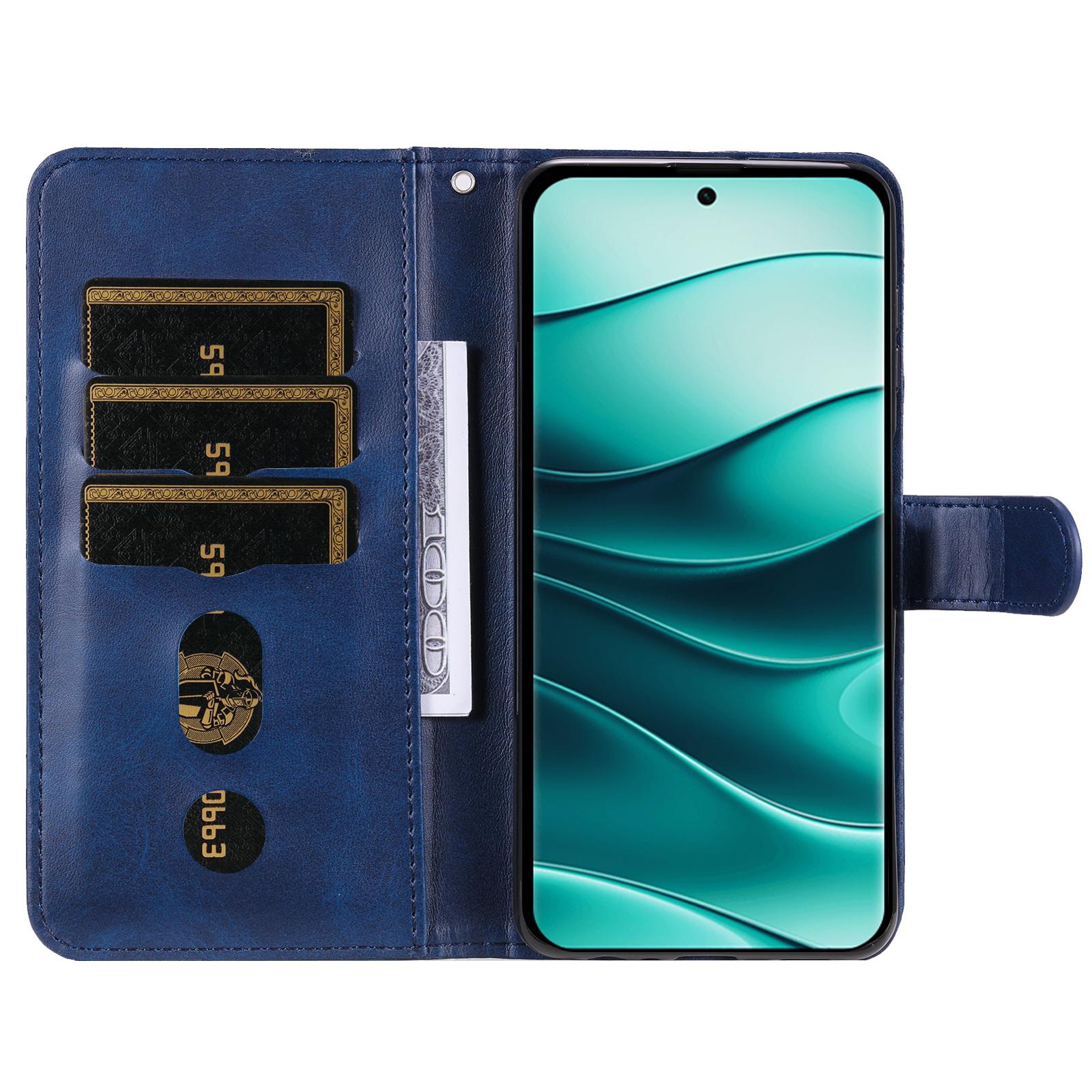 

For Xiaomi Redmi Note 14 Pro+ 5G/Note 14 Pro 5G/Poco X7 5G Case Zipper Wallet Calf Texture PU Leather Phone Cover Blue