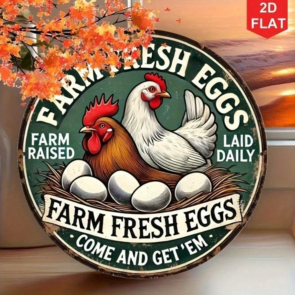 Vintage Ekul Farm Fresh Eggs Tin Sign Retro Metal Wall Decor for Kitchen Bar