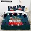 Merry Christmas King Queen Duvet Red Cartoon Santa Car Animals Bedding Set for Children Boy Girl Happy Holiday Theme Quilt Cover