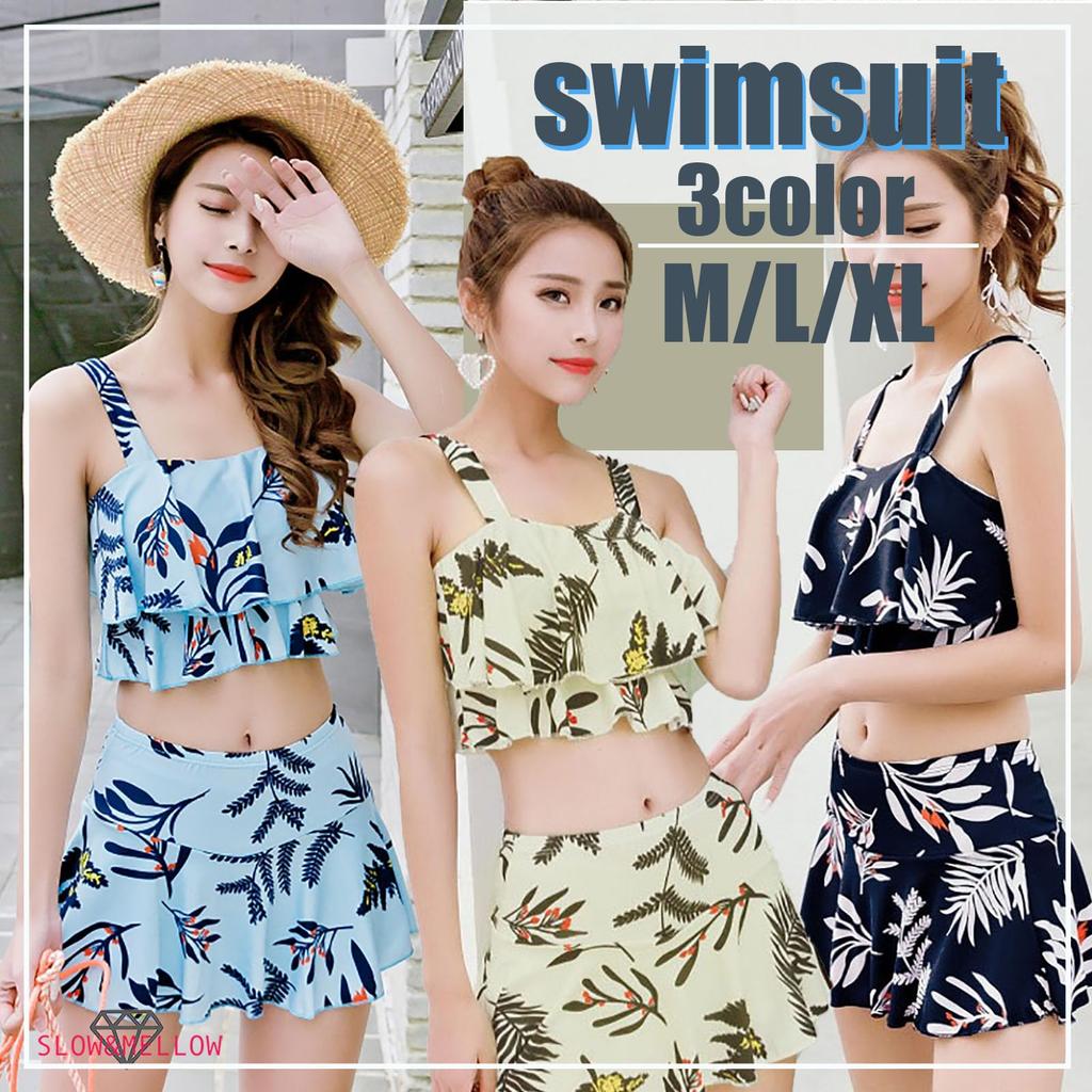 Botanical Top and Bottom Body Bustier 3 Off Off Inner Large Inner Aloha Pattern Swimsuit, Pattern, Set, Tankini, Flare, Women's, Coverage, Style,