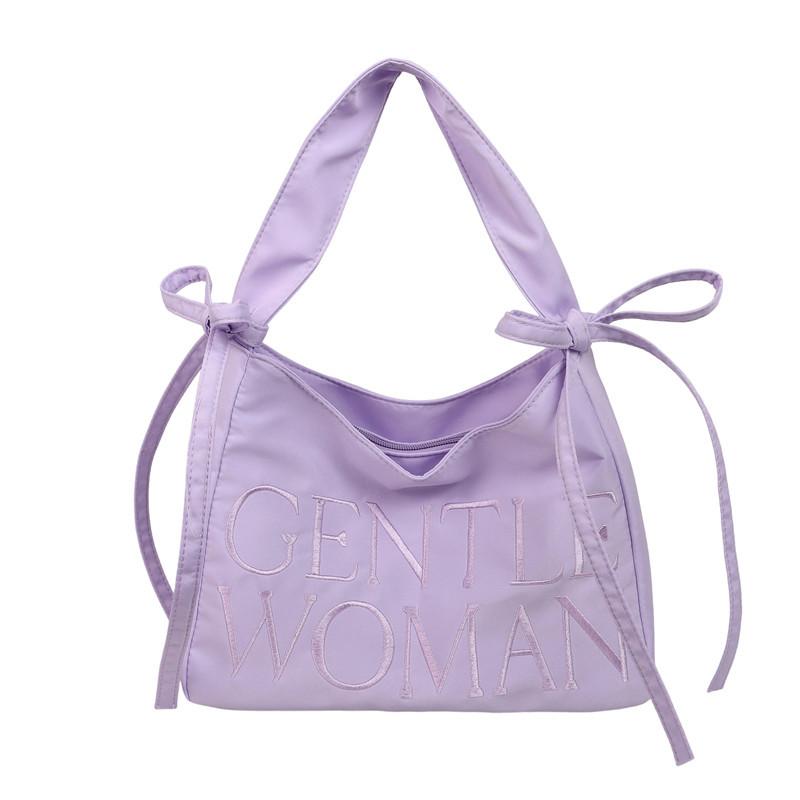 

Новая повседневная сумка-багет с бантом, сумка подмышку, вышитая буквами, на плечо фиолетовый