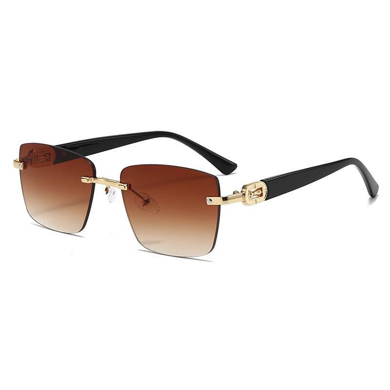 Frameless Fashion Trimmed Sunglasses Men'S High-End Sense Uv-Proof Business Wind Driver Driving Sunglasses