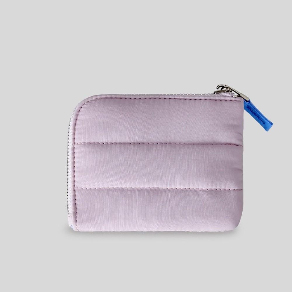 New Solid Color Quilted Coin Purse Ultralight Square Padded Wallet Nylon Portable Mini Card Holder
