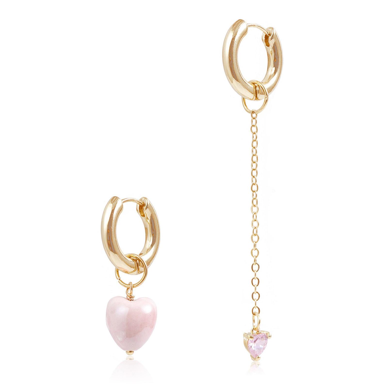 

Elegant Asymmetric Heart Tassels Pendant Earrings Party Wear Ear Buckles Elegant Dangle Earwear Jewelry for Women Girls розовый