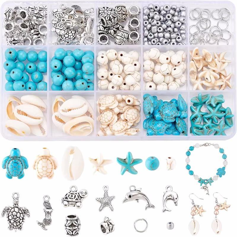 Ocean Style Clay Beads Bracelet Making Kit with Golden Pearl Beads for Women Beach Fashion Jewelry Making Crafts DIY Gifts