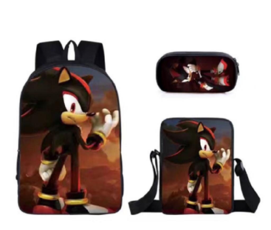 Backpack Sonic Elementary School Bag Lunch Bag Pencil Case Three-Piece Set