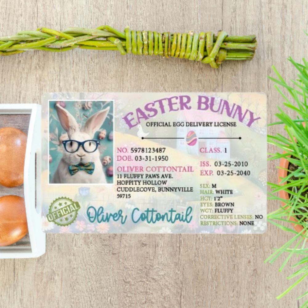 

Plastic Easter Bunny ID Pass Novelty Bunny Lost Driver s License For Kids Easter Decoration Bunny