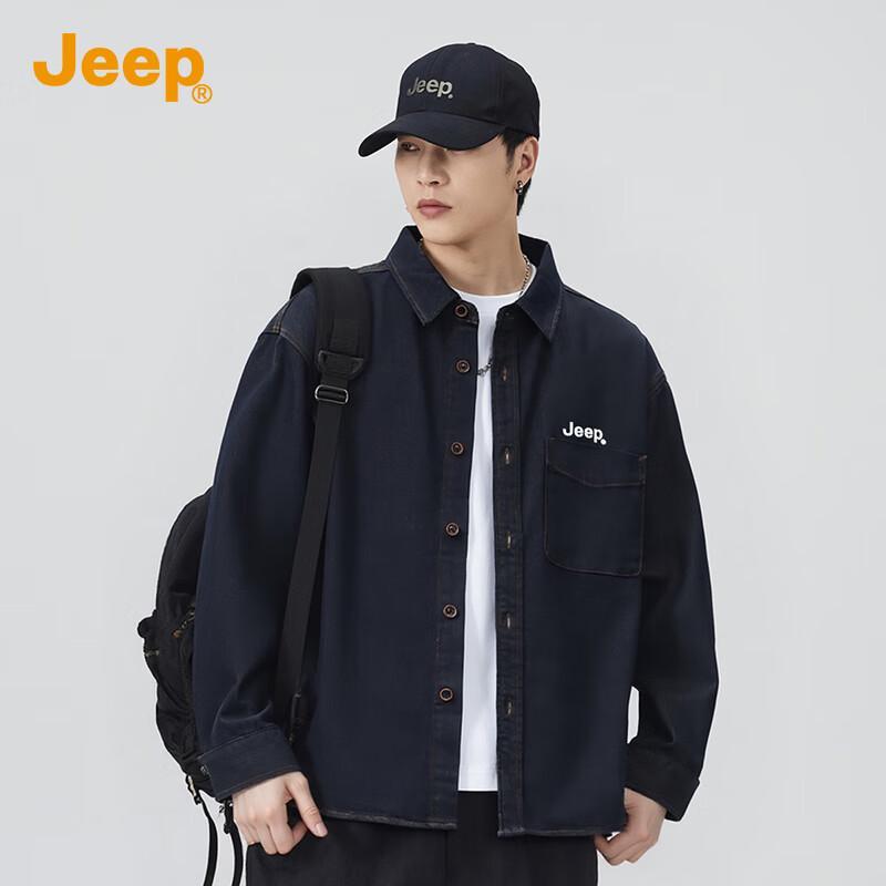 JEEP Men's Relaxed Fit Denim Long-Sleeve Shirt Jacket