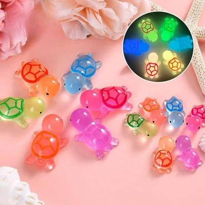 50Pcs Luminous Mini Turtles Moss Microlandscape Miniature Turtles Figurines Fairy Garden Accessorie Home Decor Glows In The Dark