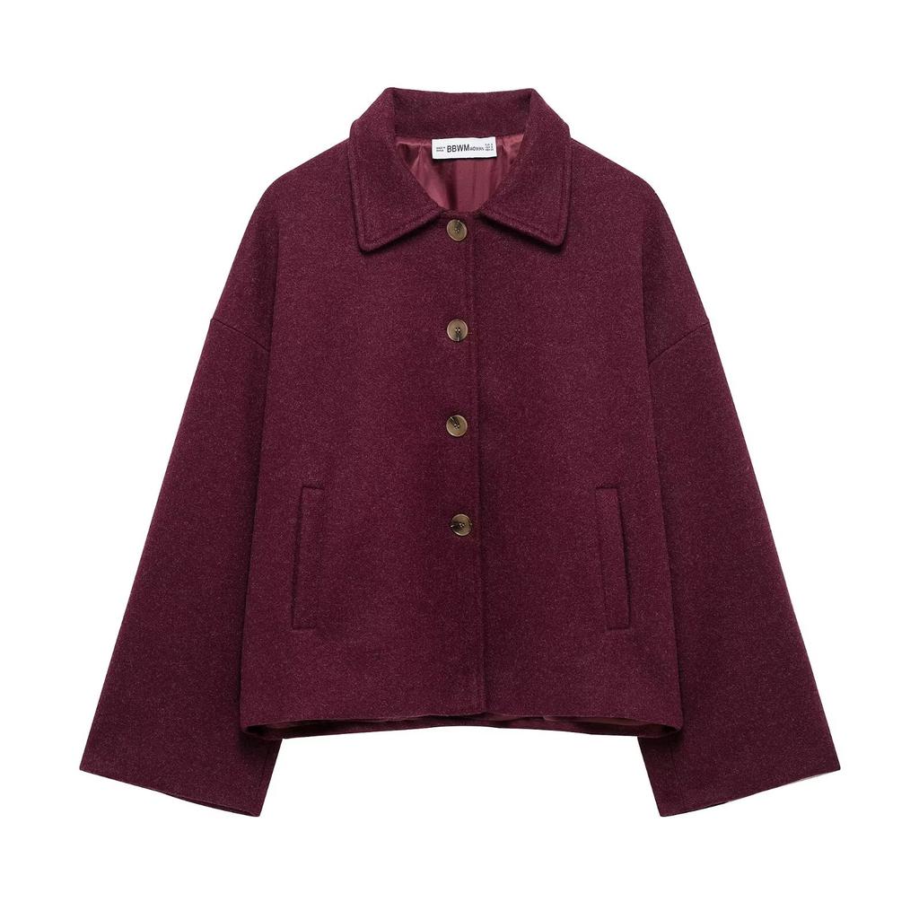 Women's Autumn and Winter Street Fashion Short Shirt Collar Lapel Woolen Coat