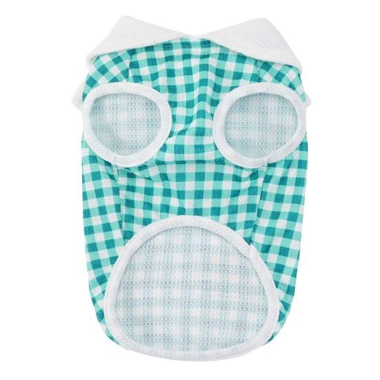 Plaid Dog T-Shirt Stylish Summer Pet Shirt with Leash Ring Washable Breathable Dog Tee Shirt for Small Dogs Puppies