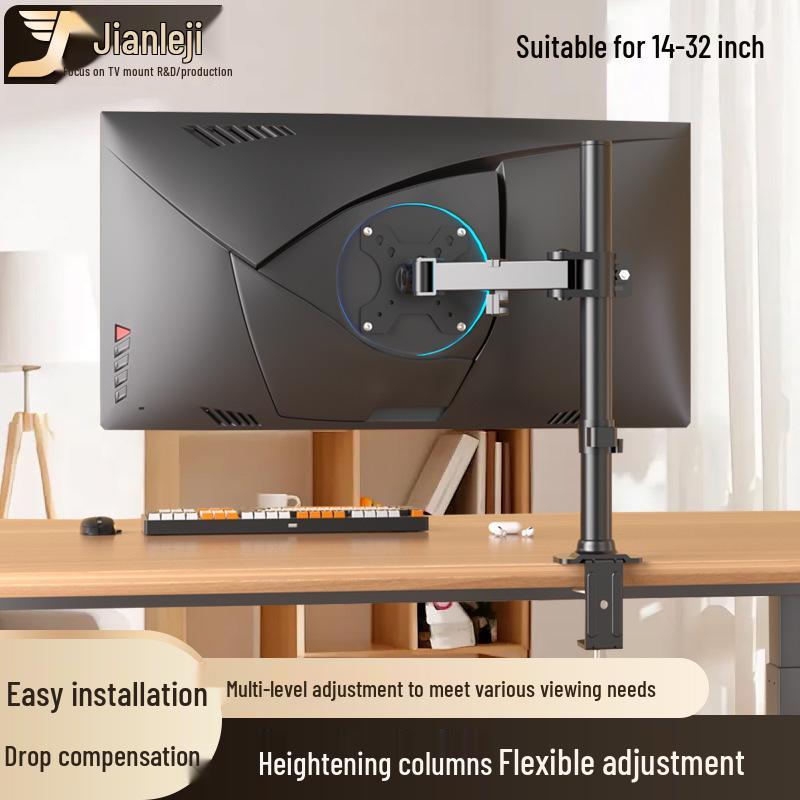 Adjustable Monitor Stand for 17-32 Inch Screens, No-Drill Desktop Mount with Mechanical Arm
