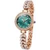 Luxury OLEVS Female Quartz Watch Crystal Inlaid Bezel Green Sunburst Dial Rose Gold Bracelet Ladies Dress Wristwatch Gift
