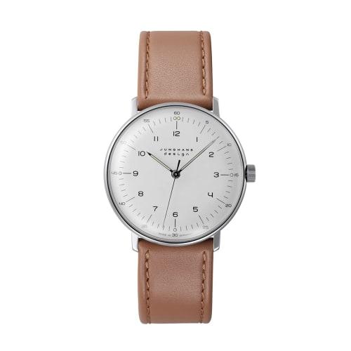 Authentic Junghans Max Bill Hand-Wound 34mm Watch 370102 with Sapphire 027 3701 02, Men's Beige