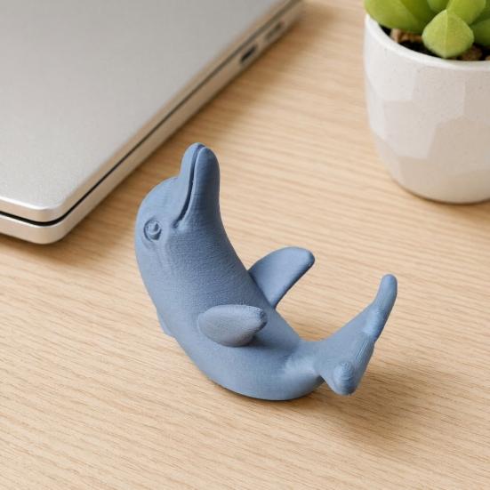 Phone Case Friendly Stand 3D Printed Cute Dolphin Stand, Universal Desktop Holder for Cellphone, Vertical Watching TV & Horizontal Dual-Mode Display,