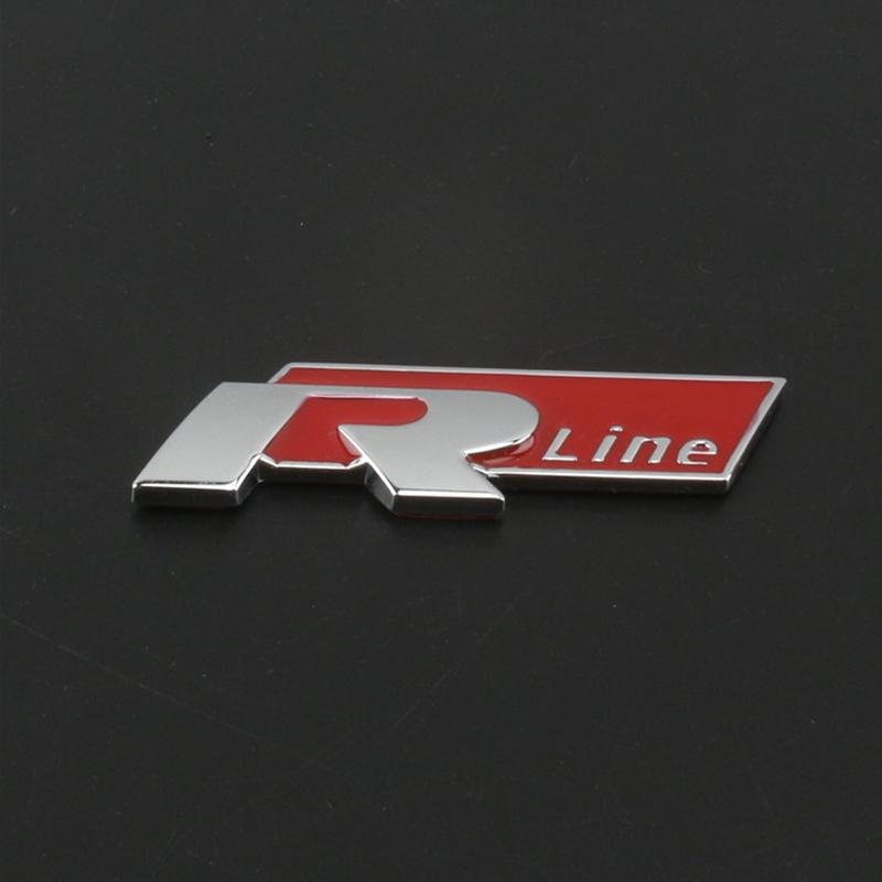 AABIP1 3D Metal Car Body Sticker RLine R Emblem Sticker For Volkswagen Passat b6 Golf Amarok T5 Phaeton Polo Car Body Decoration Paster