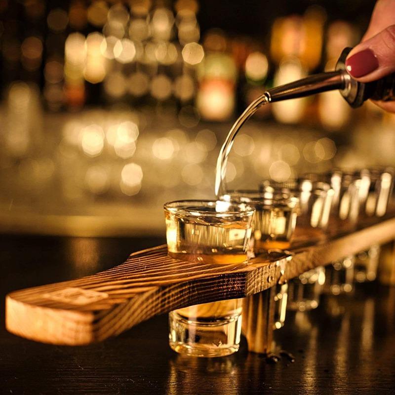 6 Holes Glass Holder Cup Rack Barware Accessories Organizer Serving Tray Kitchen Storage Wood for Club Party Bar Glass Holder