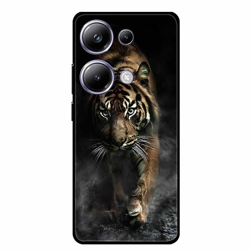 For Xiaomi Poco M6 Pro 4G Phone Case Cover Wolf Shockproof Black Silicone Soft Back Cover Cases For Poco M6 Pro Case M 6 M6Pro