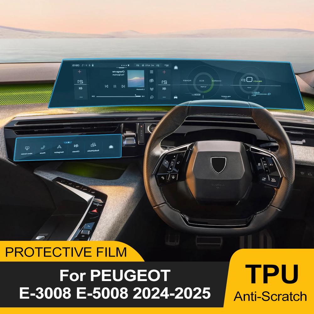 Car TPU Screen Protector 21 Inch Car  Navigation Dashboard Pre-cut PPF Cover for Peugeot E-5008 E-3008 2024 2025 Accessories