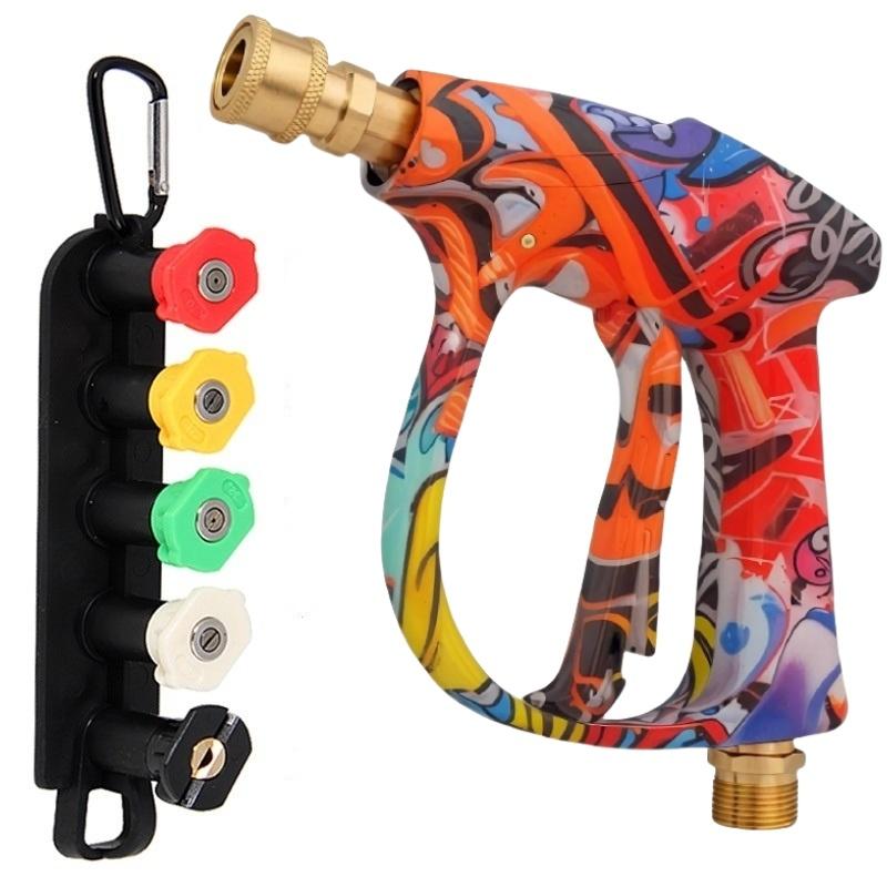 Graffiti Høytrykksspyler Kort Pistol m/ 5 Hurtigkoblings-Dyser M22-14mm