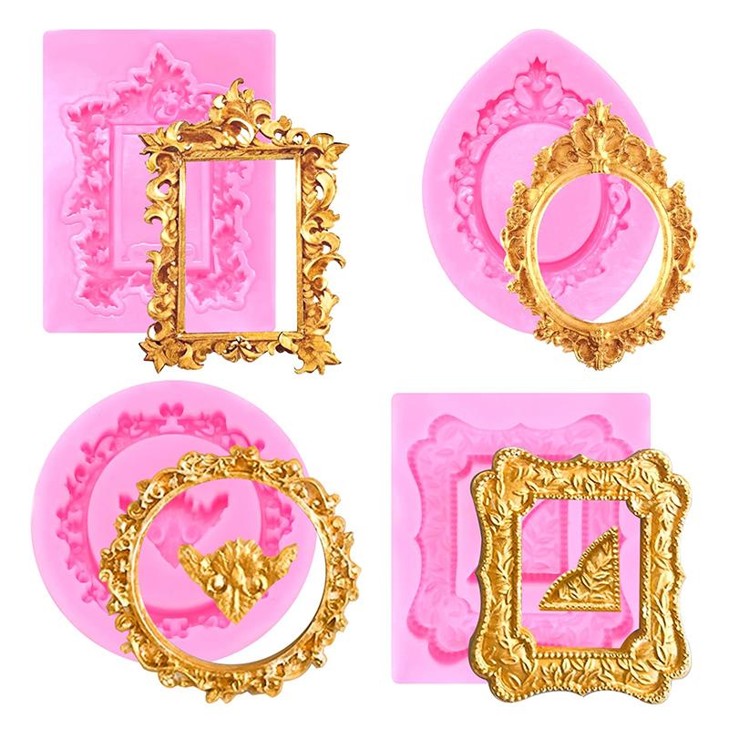 4Pcs Silicone Frame Molds For Chocolate, Mini Air Dry Clay Molds, Polymer Clay Molds, Photo Frame Molds