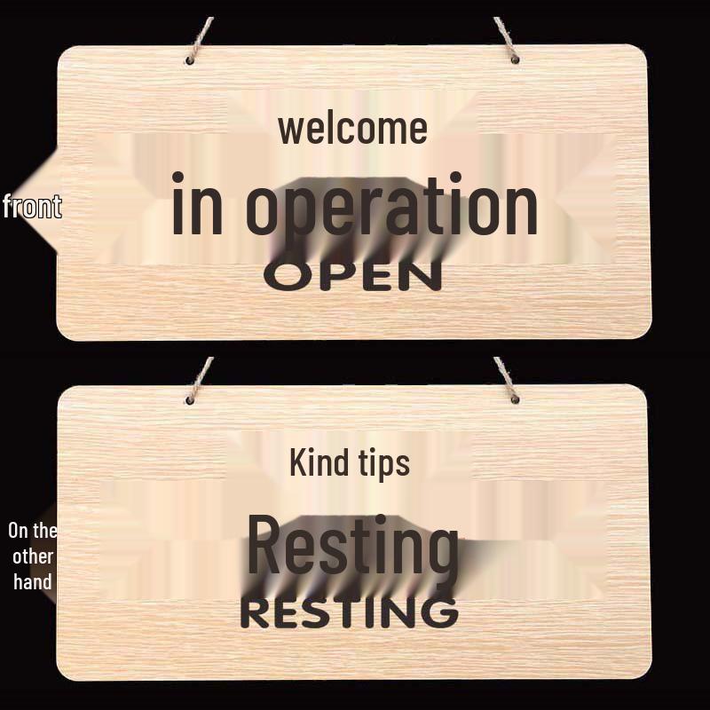 Reversible Wooden Door Sign: Welcome/Open-Closed, Air Conditioning On/Out on Business Reminder.