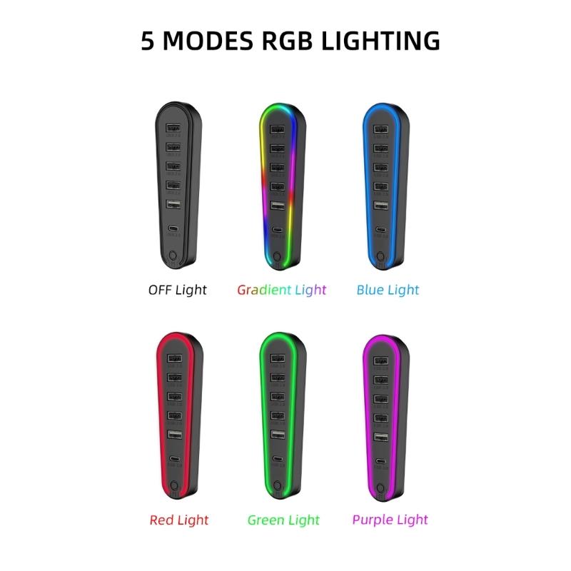 Multiple Port Expansion Hub for P5 Professional/Slim Consoles Heat Dissipation Housing Design Type C USB Hub Extender