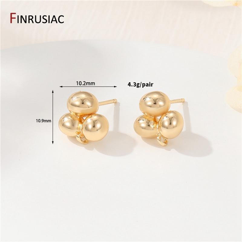 

14K Gold Plated Brass Irregular Stud Earrings Findings For Women Connectors Handmade Dangle Earring Jewelry Making Accessories 1 pair