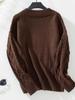 Fuzzy Solid Color Knit Cardigan: European & American Style Women's Retro Loose Long Sleeve Sweater for Autumn & Winter