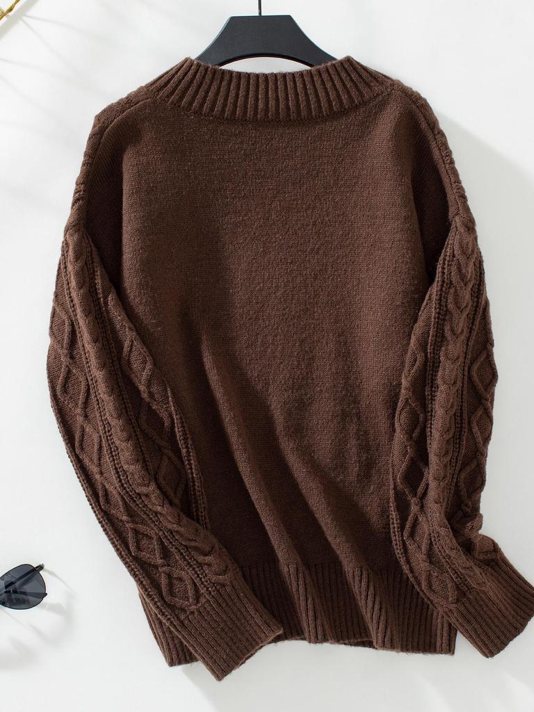 Fuzzy Solid Color Knit Cardigan: European & American Style Women's Retro Loose Long Sleeve Sweater for Autumn & Winter