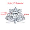 2 Carat Sunflower Real Moissanite Engagement Rings For Women   Copper18K White Gold Plated Wedding Band with GRA