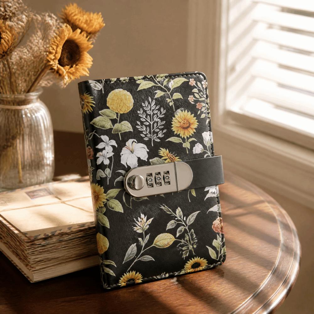 Large Capacity Money Organizer Lockable Cash Envelope Sunflower Print Budget Binder  Office
