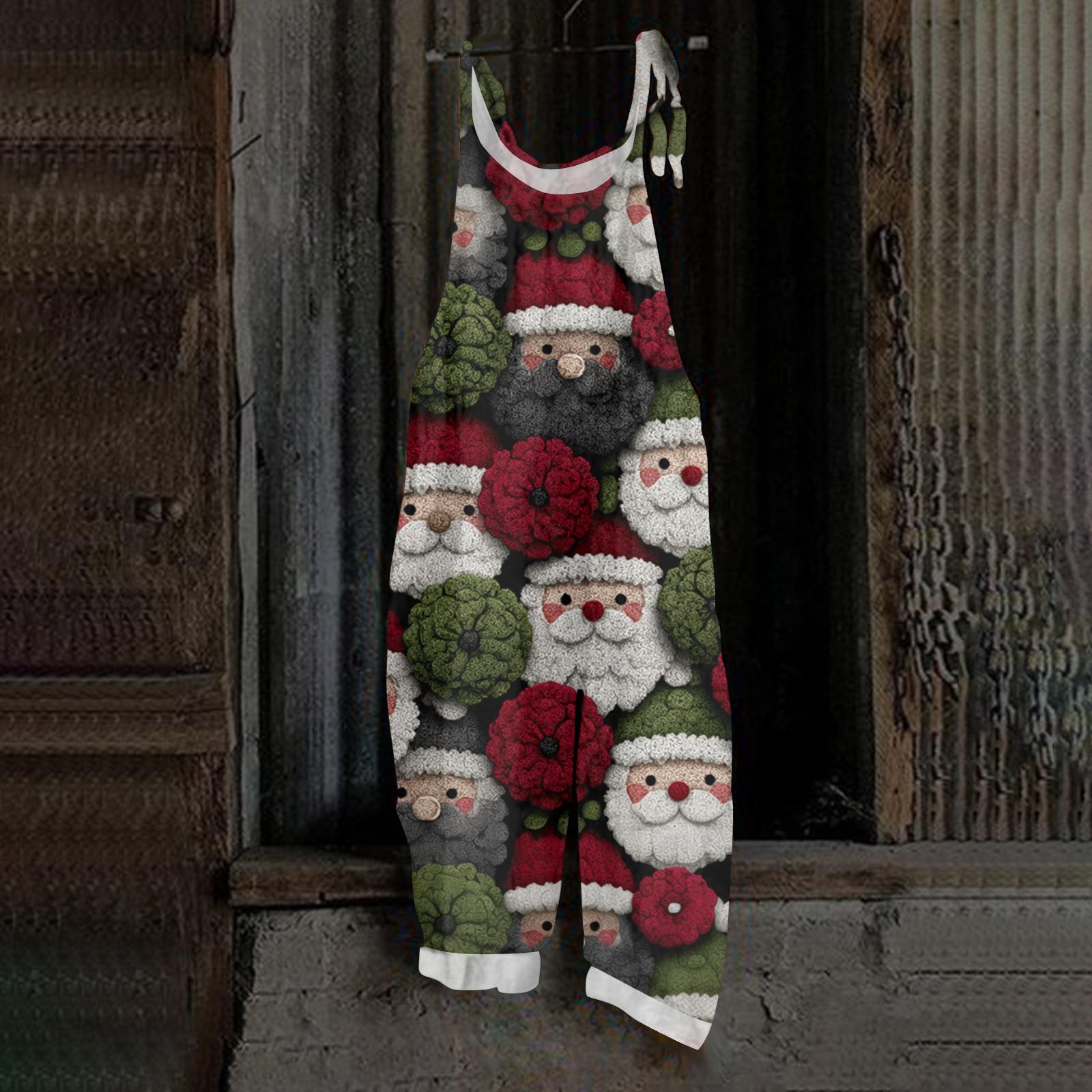 

Женский комбинезон с принтом, повседневный свободный винтажный комбинезон из хлопка и льна L