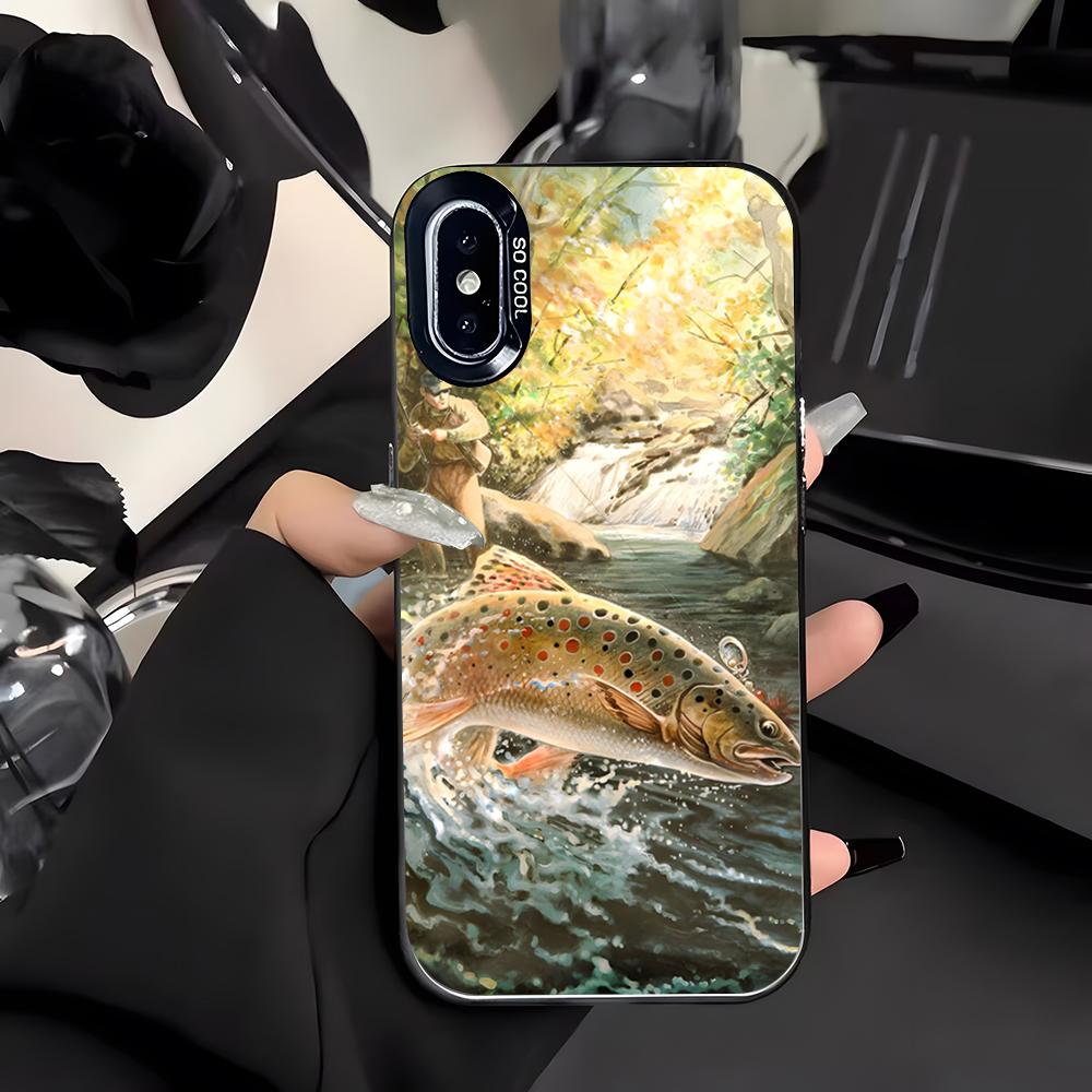 Angeln Gehen Angeln Handyhülle Für IPhone 17 Air 16 E 15 14 Plus 13 12 11 Pro Max Farbige Silberne Hülle
