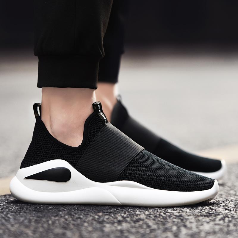 Sports and Leisure Shoes Without Straps, Running Shoes, Flying Woven Breathable Lazy Shoes