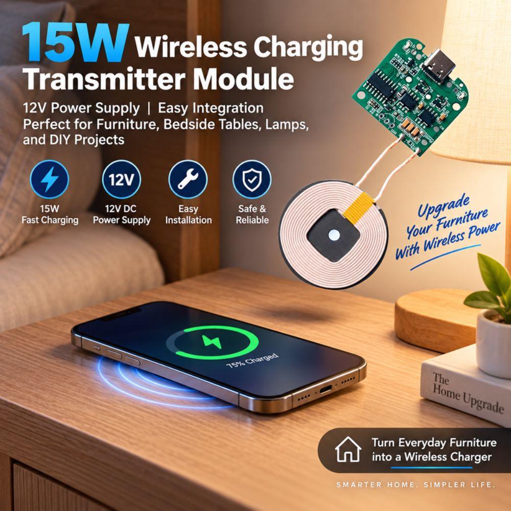 DC5V/9V/12V Input Wireless Charger Module Type-C Interface QI Wireless Charging Coil Phones