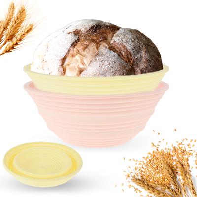 2 Stück Teigproofing-Korb Silikon-Teigproofing-Schüssel Faltbare Backschüssel Teiggärung Sauerteig-Banneton Brotkorb
