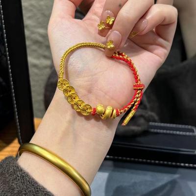 New Chinese Five Emperors Coin Zodiac Snake Hand Rope Female Premium Natal Year Roll Snake Red Rope Bracelet