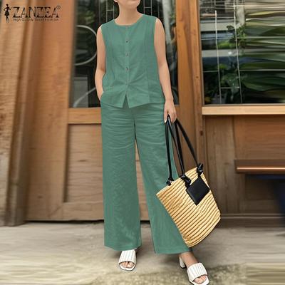 Women Sleeveless Tank Tops and Pants Casual Two Piece Suit Sets