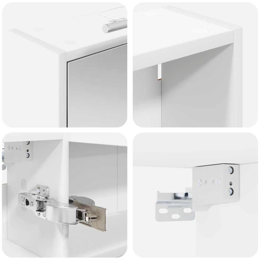 Bathroom Cabinet Set 3 Pcs 126 X 16 X 62.5 Cm Engineered Wood