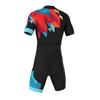 Men's Women's Short-sleeved Triathlon One-piece Blue Red Color Matching Cycling Clothes