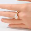 Classic Inlaid White CZ Women's Ring Trendy Gold Color Geometry Daily Wear Party Jewelry Anniversary Gift