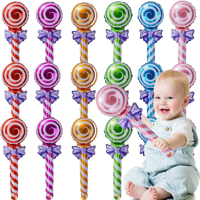 60/6pcs Balões Coloridos de Pirulito Folha de Alumínio Portátil Balões de Doce Natal Aniversário Decorações para Festa de Casamento