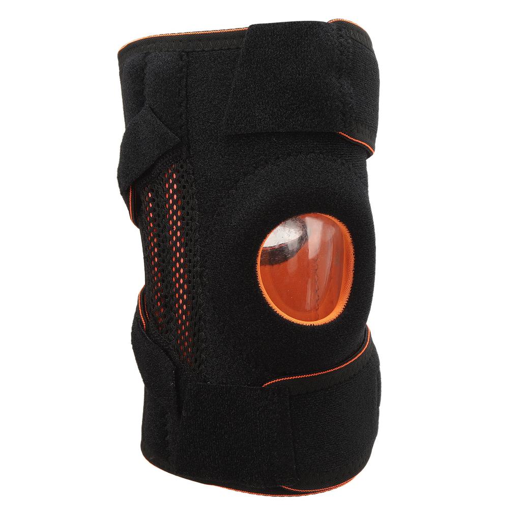 Black Unisex Sporting Knee Support Adjustable Silicone Spring Hollow Open Type Knee Brace