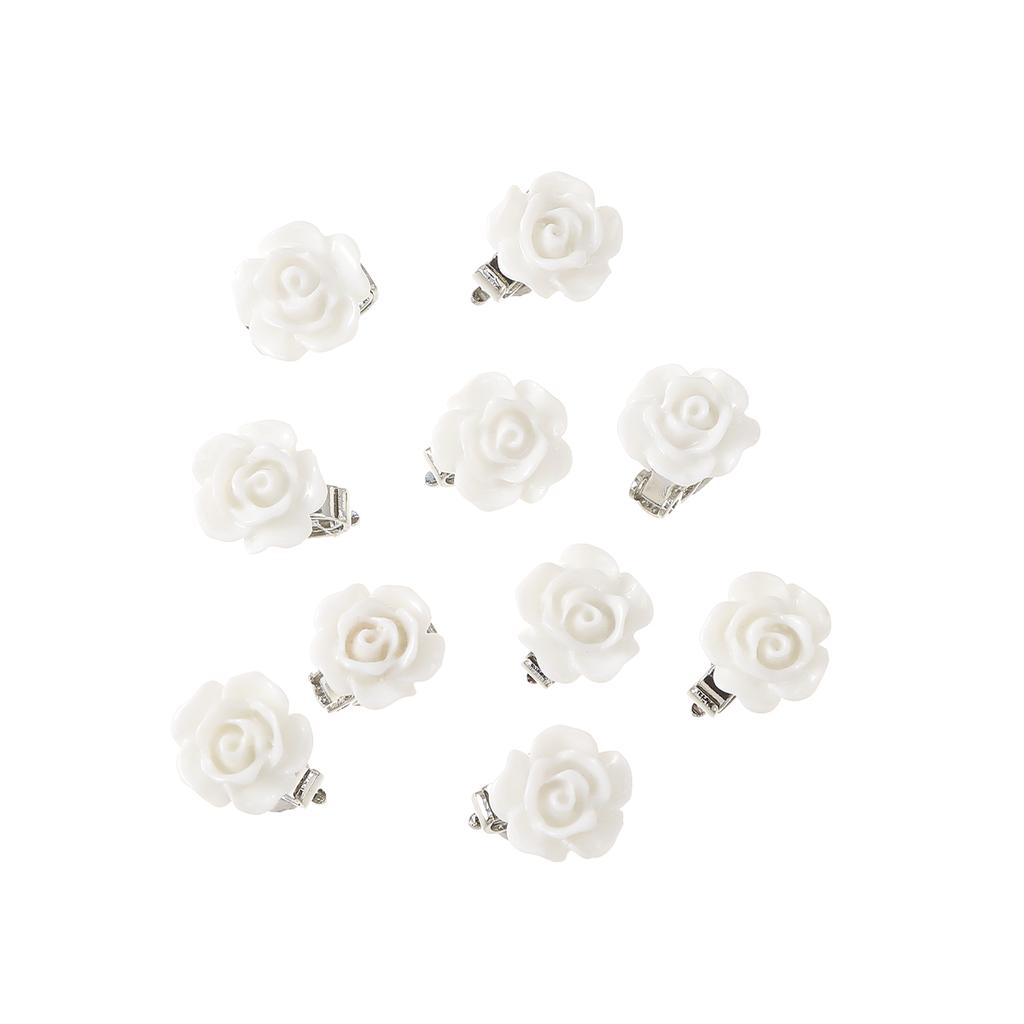 10 Stück/Set Harz Rose Haarbuttons Weißer Haarnadel für Frauen Braut Haarclip Hochzeit Reise Styling Haarknoten Knöpfe Haarnadeln Kopfschmuck