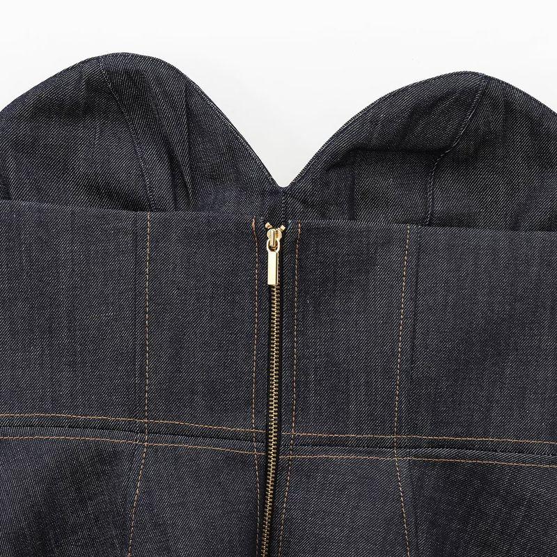 Jnleaog Autumn New Women's Clothing Fashion Style Stylish Fashion Short Skirt Hem Denim Corset