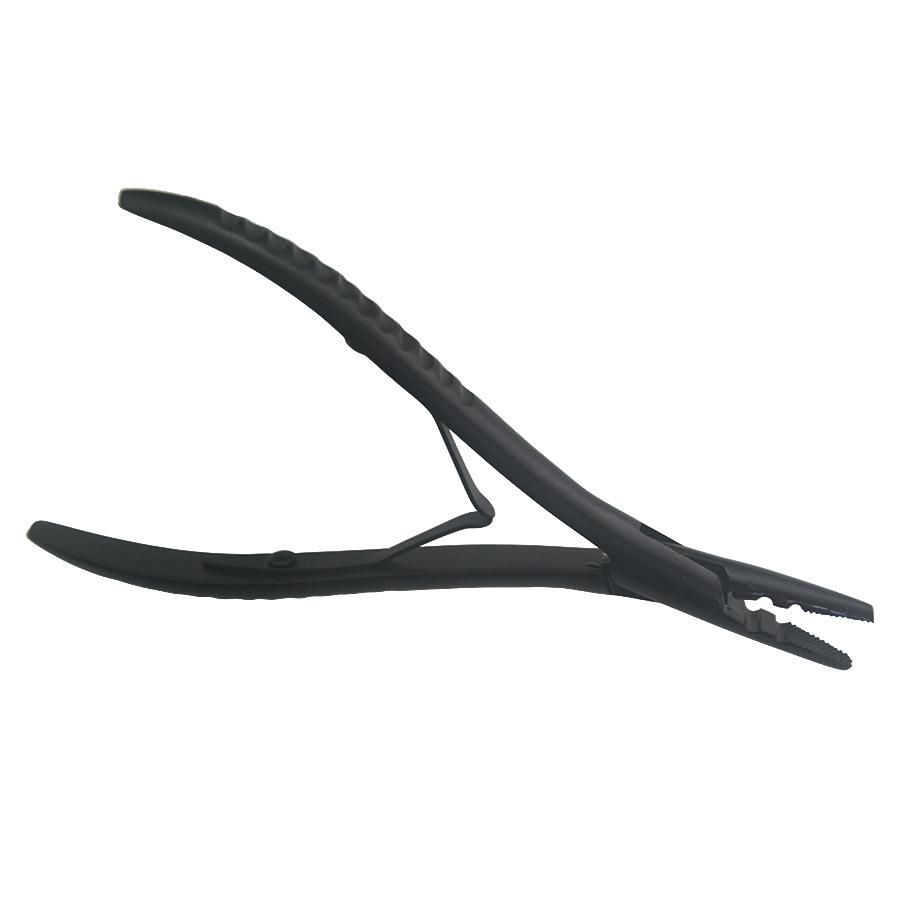 Black Stainless Steel Double-Hole Hair Extension Pliers - Professional Wig Making Tool for Braiding, Weaving & Salon Styling (Durable & Anti-Rust)