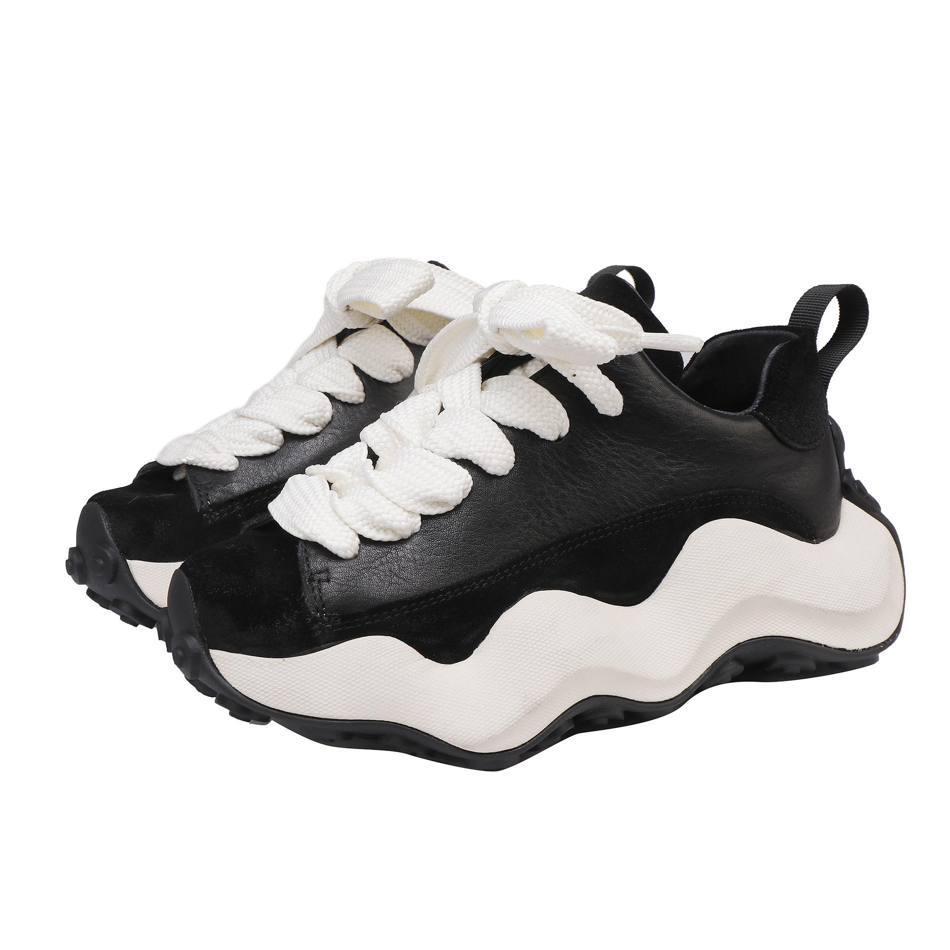 

2025 Autumn Women s High-End Sporty Cowhide Lace-Up Casual Shoes 40