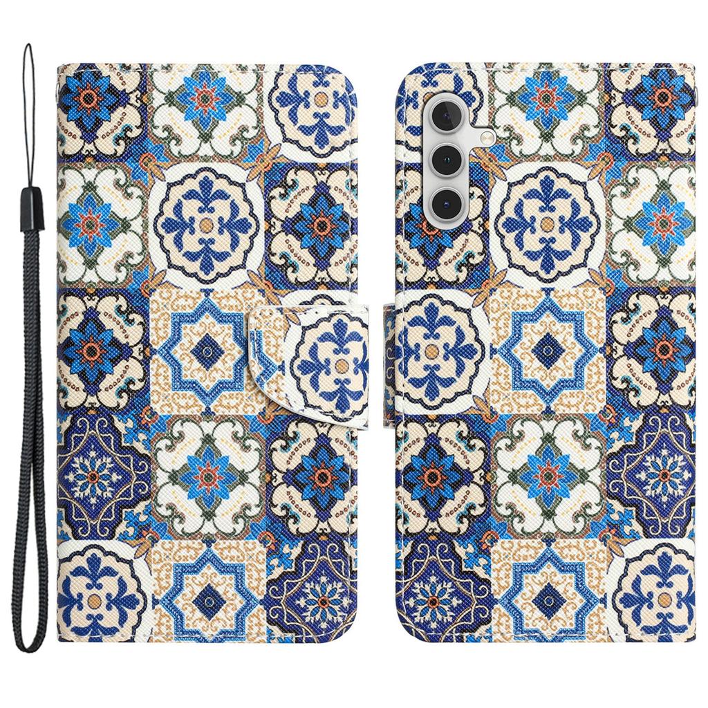 Für Samsung Galaxy A35 5G Hülle Musterdruck PU Leder Handy Ständer Abdeckung