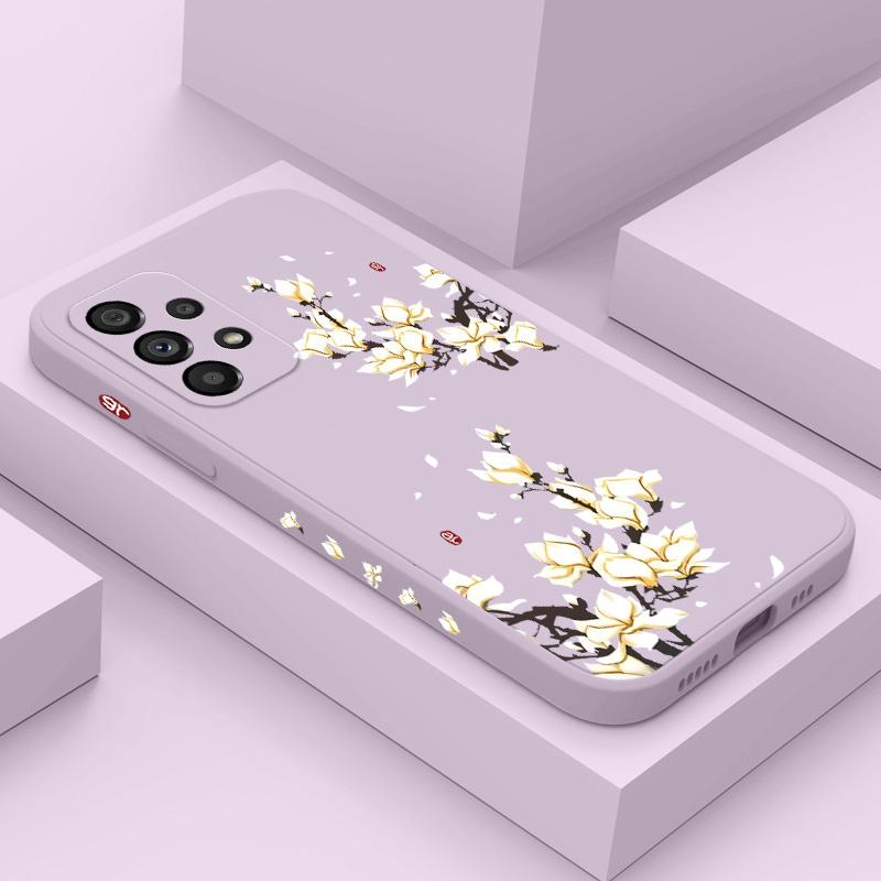 Golden Petal Flower Case For Samsung Galaxy A73 A53 A33 A23 A13 A03 A72 A52 A52S A32 A22 A12 A02 A02S A71 A51 A31 A21S 4G 5G Cov